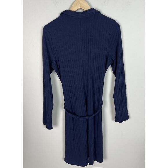 Old Navy Fitted Rib-Knit Tie-Belt Long-Sleeve Mini Polo Dress Size Large Cotton - Picture 2 of 7